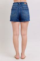 Judy Blue Dark Washed Double Button Waistband Denim Shorts