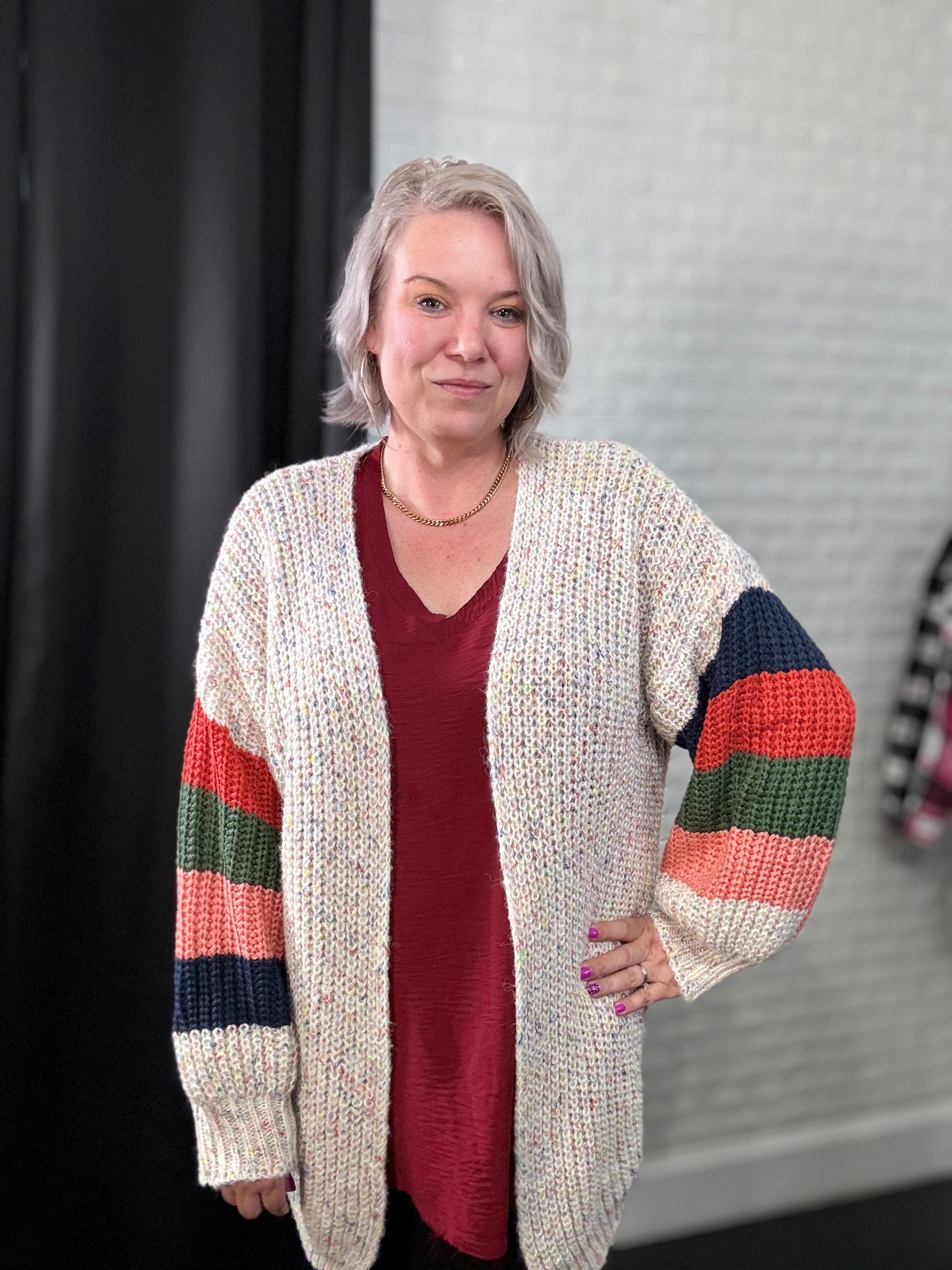 Haptics Multi Color Oversized Sweater Open Cardigan Ave Shops