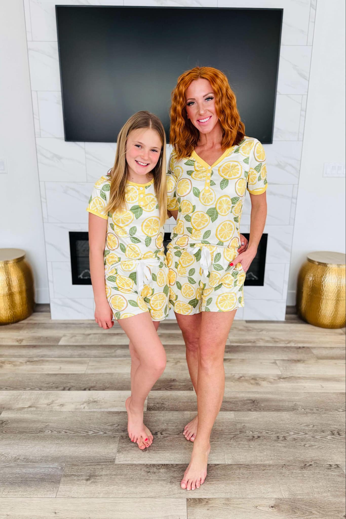 PREORDER: Shirley & Stone Matching Short Pajamas in Lemon Womens