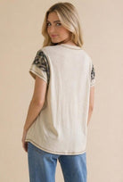 Haptics Wild Side Colorblock Tee in Oatmeal