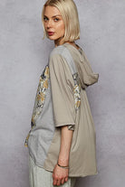 POL Lace-Up Hooded Top with Paisley Panel Detail in Olive