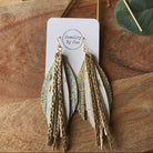 Handmade Genuine Leather Earrings With Holographic Crackle, White Wildwood & Gold