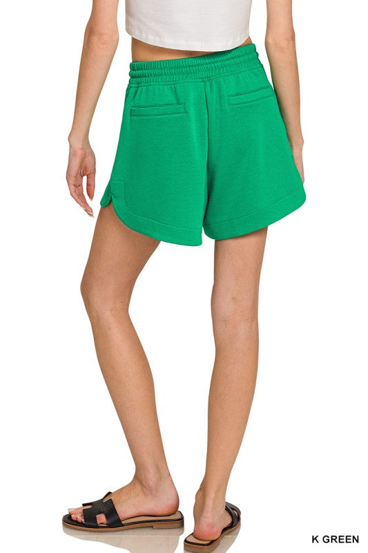 Zenana Blue Indigo Scuba Short Sleeve Top & Shorts Set