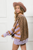 BiBi Leopard and Stripe Lavender Mixed Top