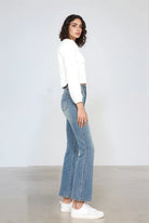 Judy Blue Tummy Control Back Embroidered Pocketed Bootcut Jeans