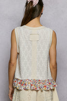 POLCream Floral Print V-Neck Textured Tank