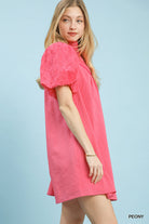Umgee Puff Sleeve Textured Babydoll Dress