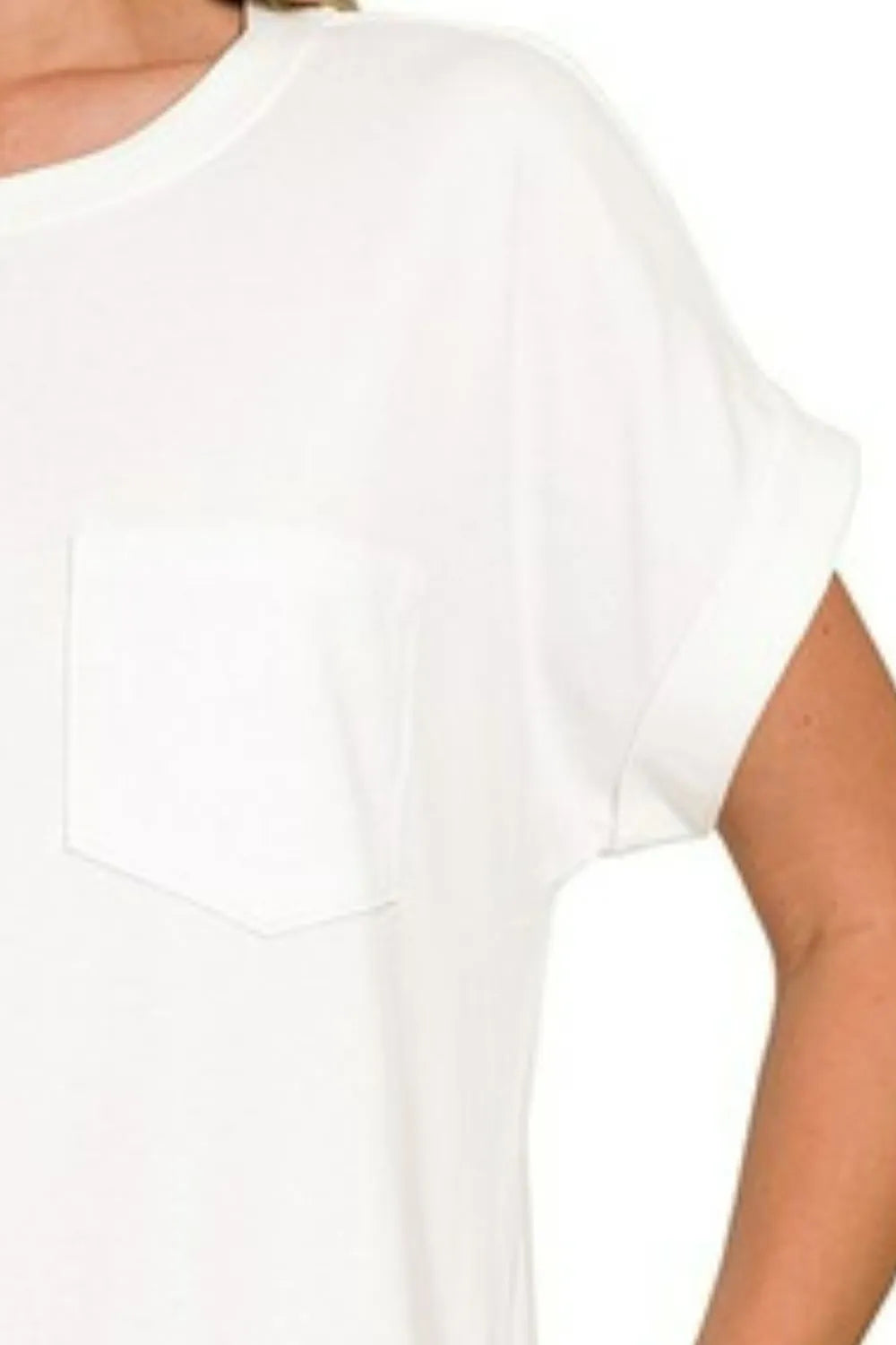 Zenana White Premium Cotton T-Shirts Dress with Pockets