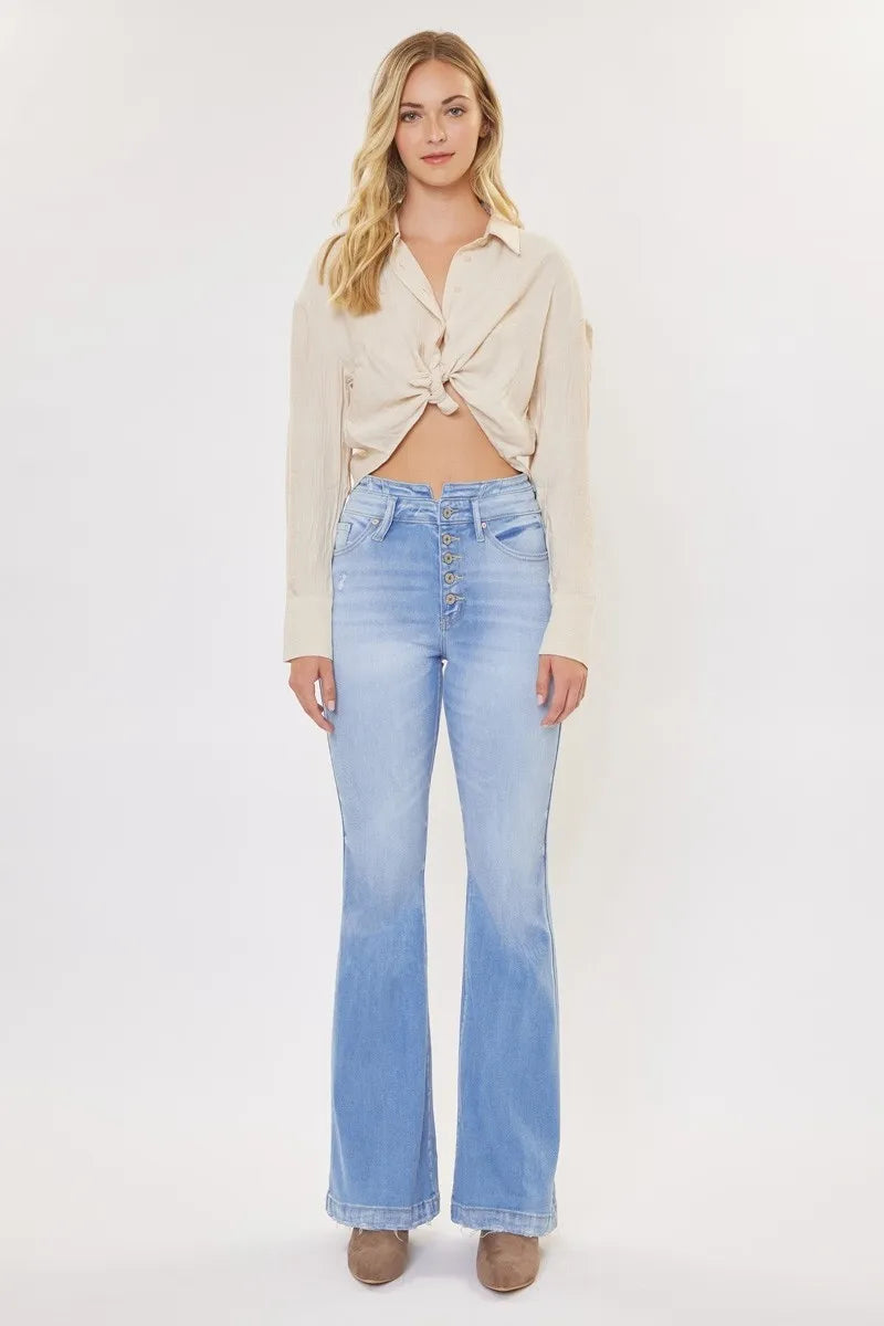 Kancan Curvy High Rise Flare Jeans LIGHT