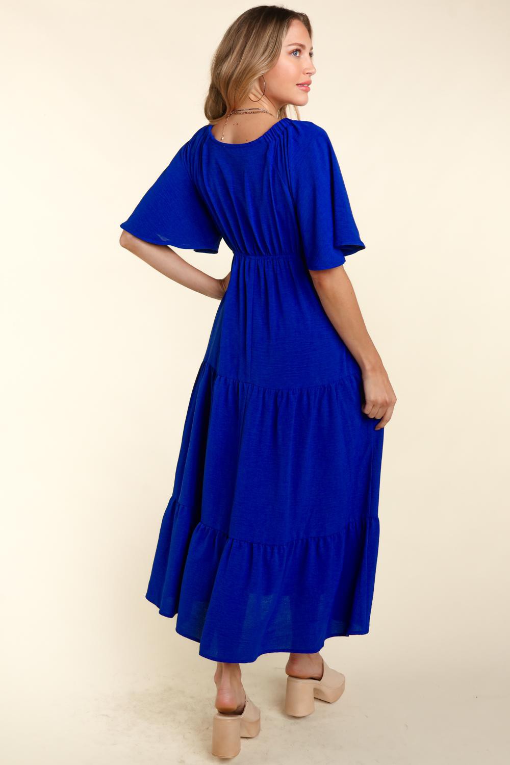 Haptics Royal Tiered Babydoll Maxi Dress with Side Pocket Trendsi