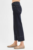 RISEN Tummy Control High Rise Crop Wide Seam Detailed Jeans