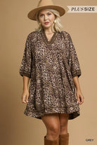 Umgee Leopard Print Mini Dress with Contrast Trim
