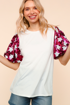 Haptics Color-blockStar Power Sequin Pink Sleeve Top