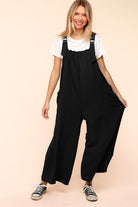 Haptics Black Wide Leg Adjustable Baggy Bib Jumpsuit Haptics