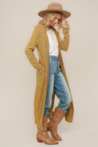 Haptics Butterscotch Two-Tone Hacci Open Duster Cardigan