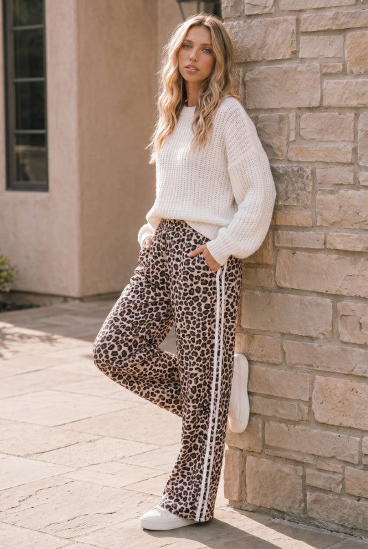 Kori Wild Side Leopard Print Wide Leg Pants
