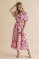 Haptics A Georgia Dream in Pink Floral Midi Dress