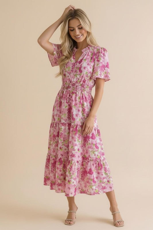 Haptics A Georgia Dream in Pink Floral Midi Dress