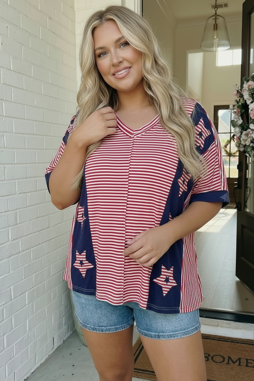 Haptics Stars and Stripes Forever Oversized Top