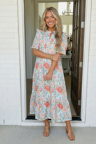Haptics Floral Frilled Notch Neck Midi Dress in Sky Blue