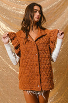 BiBi Rust Quilting Knit Ruffle Sleeve Vest