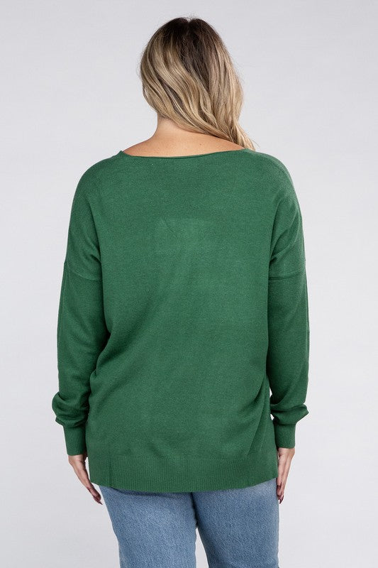Zenana Plus Garment Dyed Front Seam Sweater ZENANA
