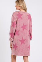 SAGE + FIG Mulberry Mineral Washed Star Print Round Neck Dress Dresses