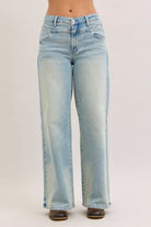 Judy Medium Washed Blue High Waist Column Straight Jeans MD