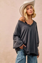 BiBi Mineral Washed French Terry Oversized Sweatshirt – Ash