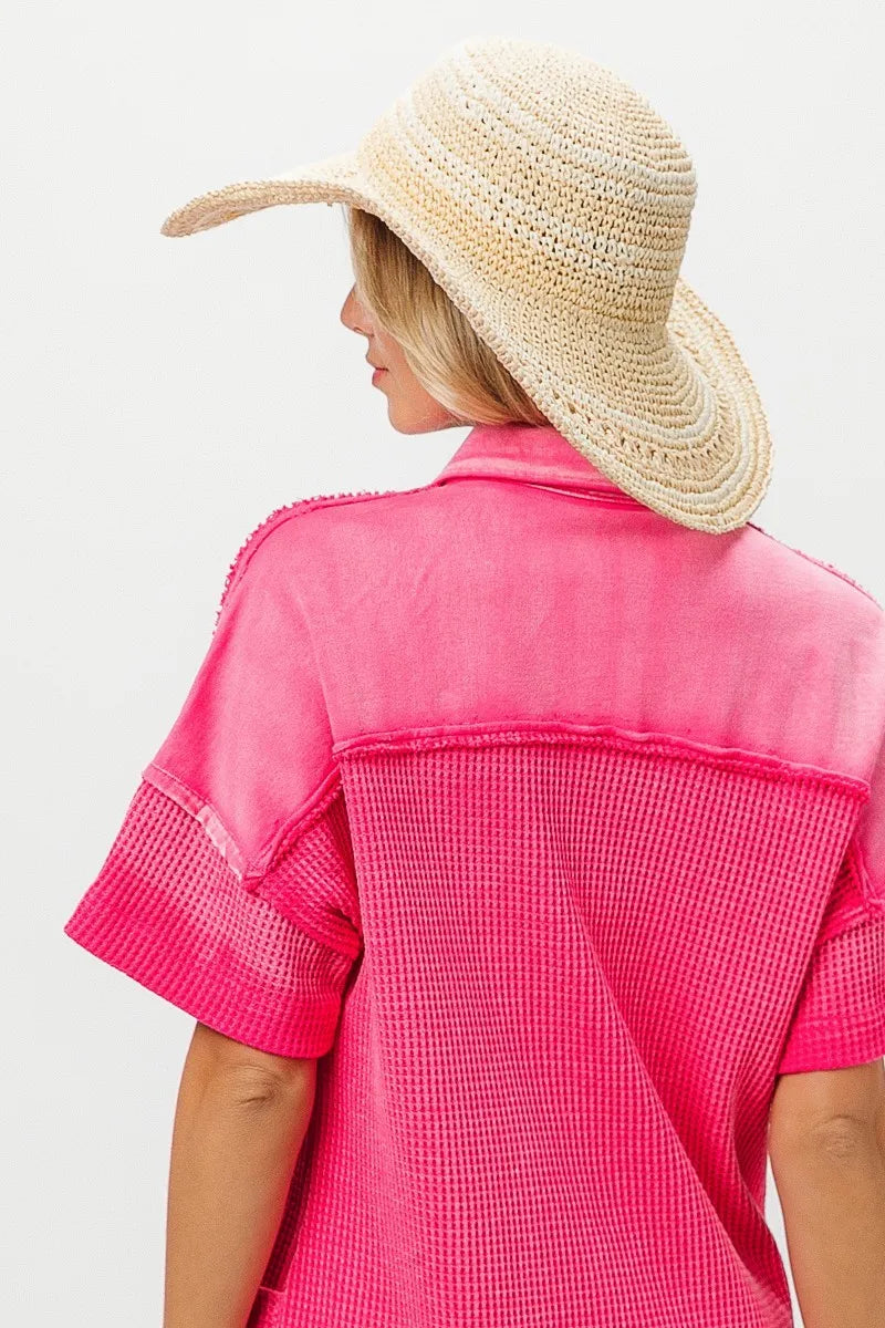 BiBi Fuchsia Dip Dye Mineral Washed Knit Dress