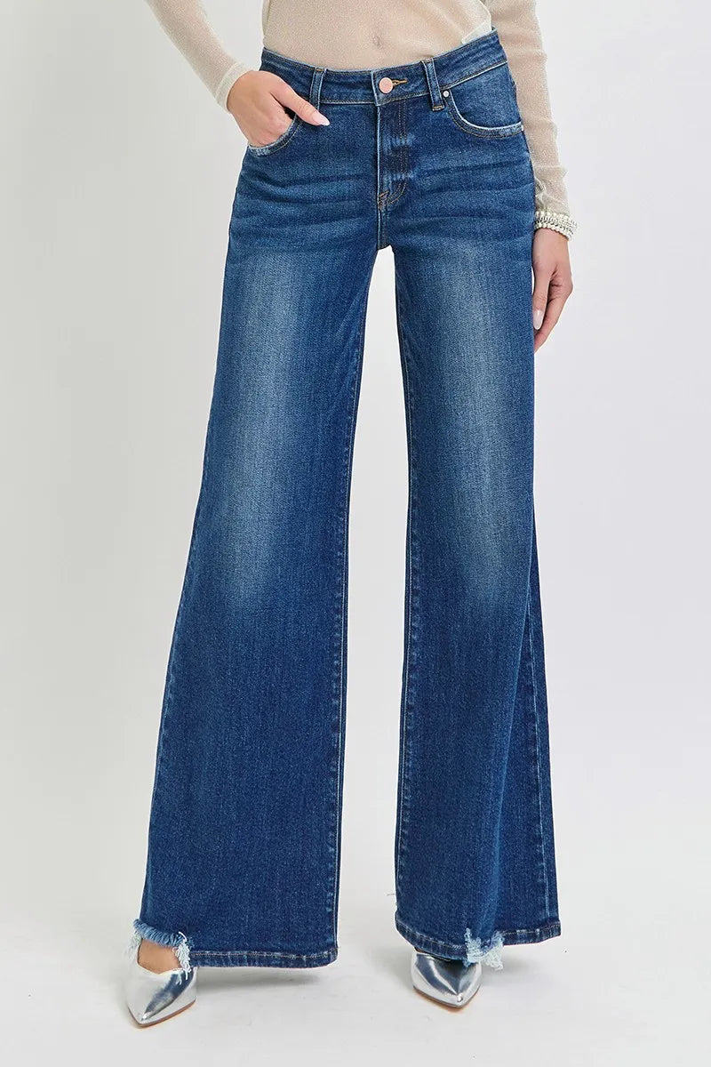 RISEN Mid Rise Wide Jeans