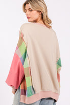 SAGE + FIG Coral Contrast Peace Patch Dropped Shoulder Sweatshirt