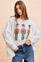 BiBi Christmas Sequin Nutcrackers Embroidery Sweatshirt OFF WHITE