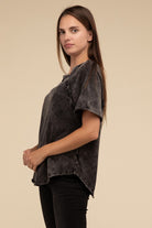 Zenana Back Patch Crinkle Washed Raglan Sleeve T-Shirt in 3 Colors! Shirts