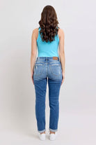 Judy Blue Medium Washed Button Fly Distressed Boyfriend Fit Jeans