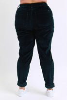Judy Blue Emerald Green High Waisted Corduroy Cuffed Joggers