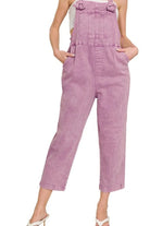Zenana Bight Mauve Washed Knot Strap Relaxed Fit Overalls