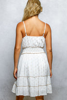 POL Ivory Floral Embroidered Tassel Mini Cami Dress with Smocked Waistband
