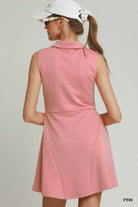 Umgee Pink Collared Quarter Zip Tennis Dress