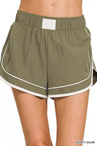 Zenana Dusty Olive Soft Woven Lined Dolphin Shorts DUSTY OLIVE