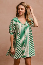 BiBi Jade Puffy Sleeves Romper with Back Button Closure