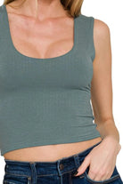 Zenana Ash Jade Double Layered Cropped Tank Top