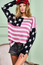 BiBi American Flag Low Gauge Knitted Long Sleeve Top