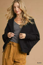 Umgee Open Front Cardigan with Front Pockets Black