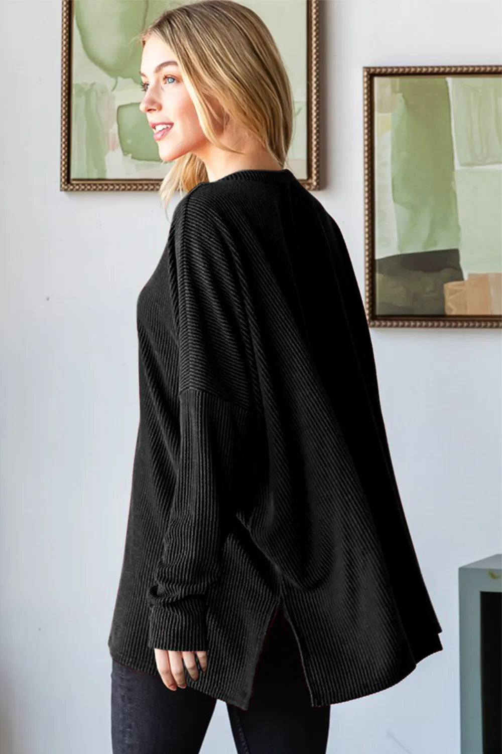 Heimish Black Sequin Nutcracker Long Sleeve Ribbed Top