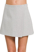Zenana Heather Gray Wrap Front Skort H GREY