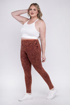 Zenana Plus Size Mineral Wash Yoga Leggings ZENANA