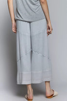 POL Dove Gray Elastic Waistband Wide Leg Pants with Drawstring
