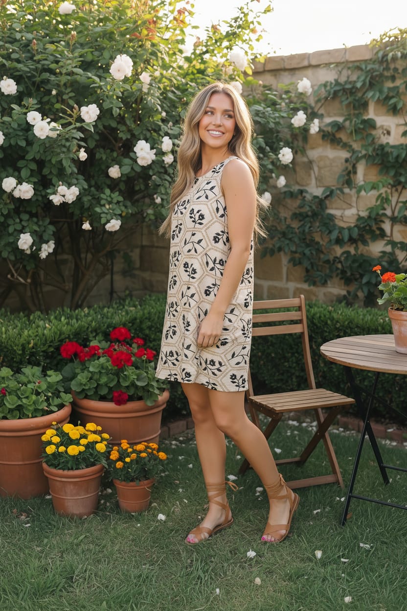 Jodifl Floral Embroidery Print Shift Dress