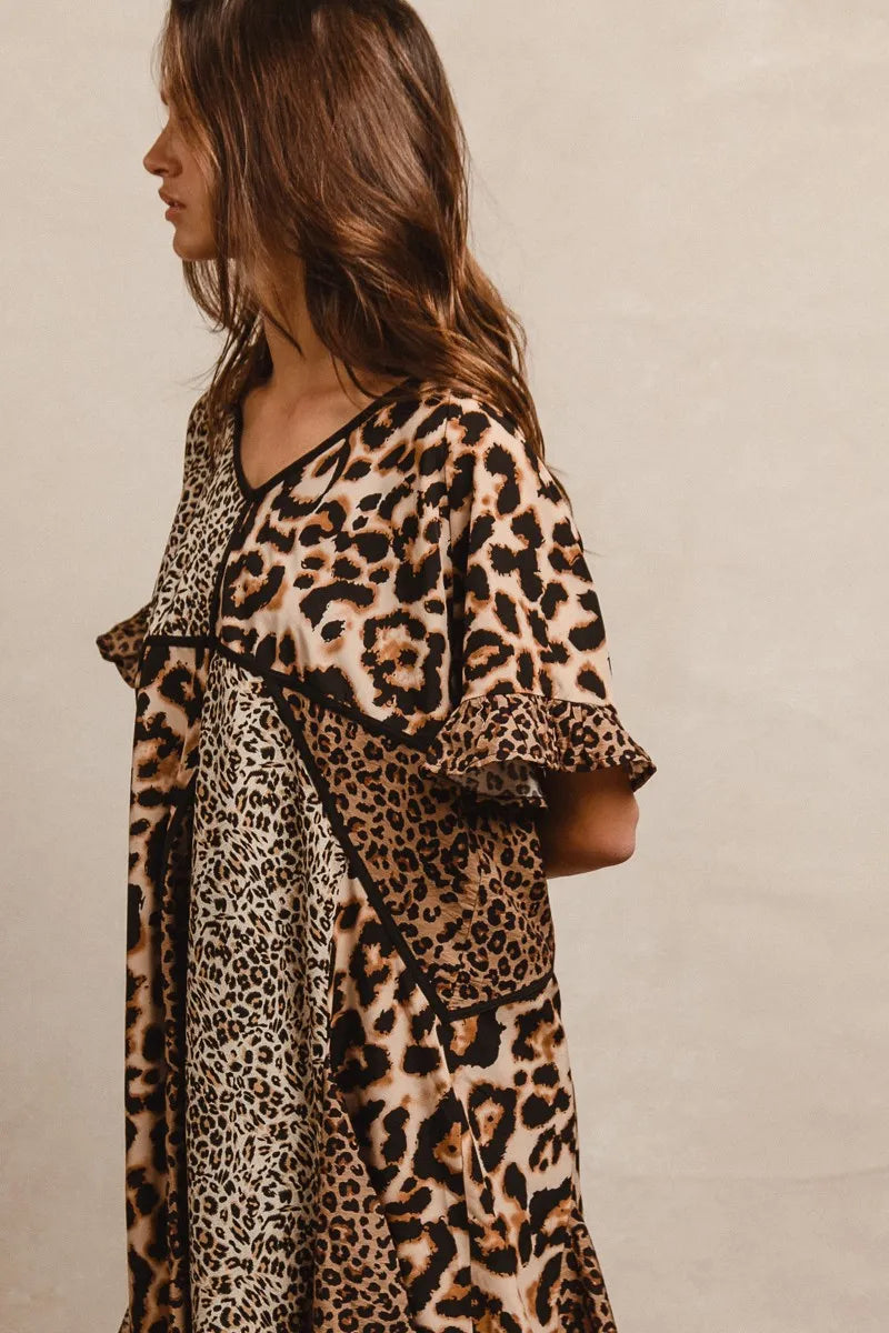 BiBi Leopard Prints Mix and Match Short Sleeve Dress